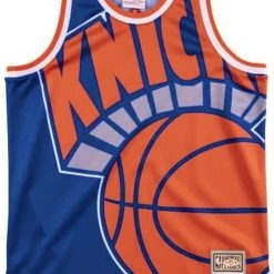 Shop All Mitchell & Ness Jersey - NBA Big Face Knicks - Blue And Orange