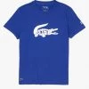 Shop All Lacoste T-Shirt - Croc Print - Blue - TH6907 51 QQH