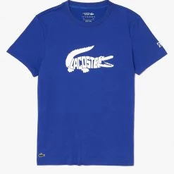 Shop All Lacoste T-Shirt - Croc Print - Blue - TH6907 51 QQH