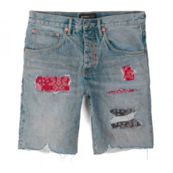 Shop All Purple-Brand Jean Shorts - Bandana Patch Work - Blue - P020-BRI