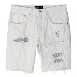 Purple-Brand Jean Shorts - Bandana Patch Work - White - P020 Shop All