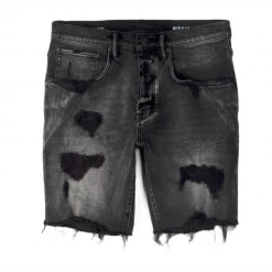 Purple-Brand Jean Shorts - Repair Wash - Black - P020