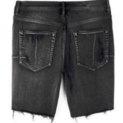 Purple-Brand Jean Shorts - Repair Wash - Black - P020