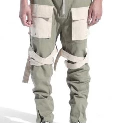 LIFTED ANCHORS Lifted Anchor Strapped Cargo Pants - Newport - Olive - LASP21-43