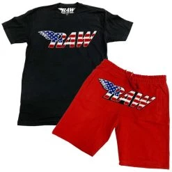 Rawyalty Short Set - Independence - Black And Red New Arrivals