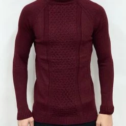 BUYERS CHOICE Shop All Buyer's Choice Sweater - Turtleneck Middle Print - Bordeaux - T3765