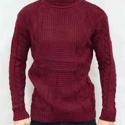 BUYERS CHOICE Buyer's Choice Sweater - Turtleneck Knit - Bordeaux - T3766 Shop All