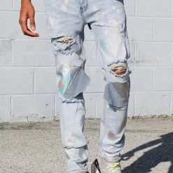 KDNK Jeans - Prism Patched Jeans - Blue - KND4346