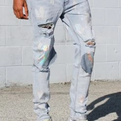 KDNK Jeans - Prism Patched Jeans - Blue - KND4346