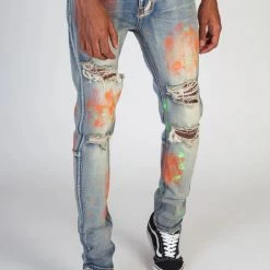 Shop All KDNK Jeans - Multi Painted - Vintage Medium Blue - KND4298