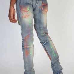 Shop All KDNK Jeans - Multi Painted - Vintage Medium Blue - KND4298