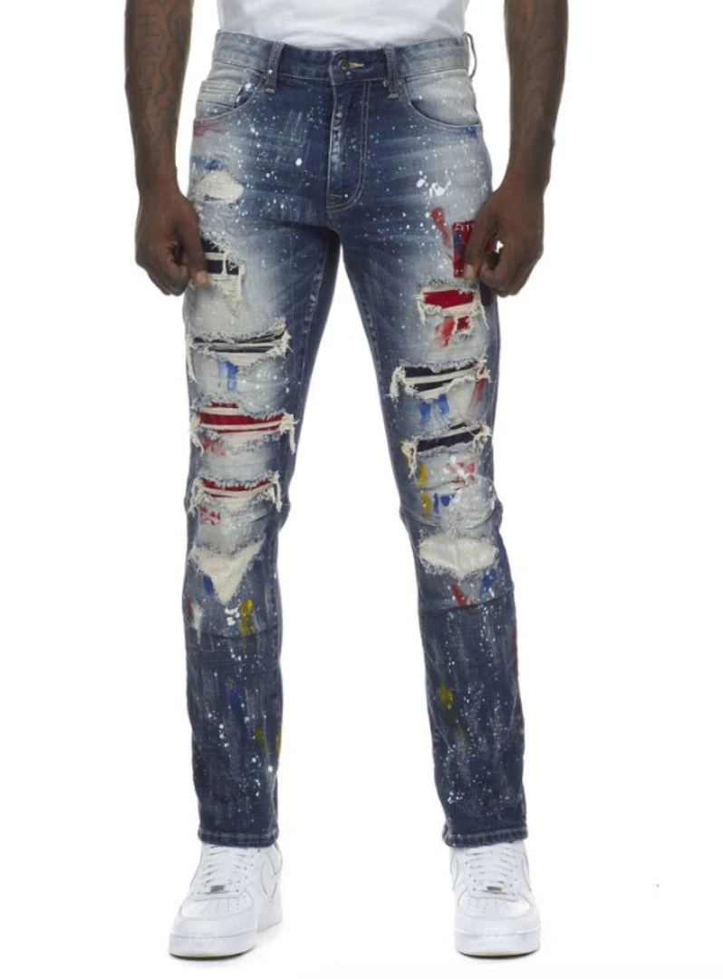 Shop All Smoke Rise Jeans - Colored Patches - Wyeth Blue - SJP21266 1 Shop All Smoke Rise Jeans - Colored Patches - Wyeth Blue - SJP21266