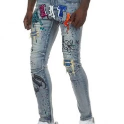 Smoke Rise Jeans - Unity Dripping - Placid Blue - SJP21264