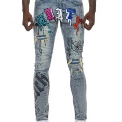 Smoke Rise Jeans - Unity Dripping - Placid Blue - SJP21264