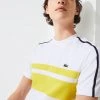 Lacoste Knit Crew - Striped - White And Yellow - TH9682 51 4GHA