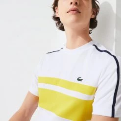 Lacoste Knit Crew - Striped - White And Yellow - TH9682 51 4GHA