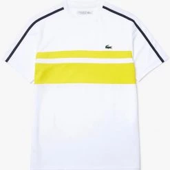 Lacoste Knit Crew - Striped - White And Yellow - TH9682 51 4GHA