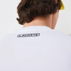 Lacoste Knit Crew - Striped - White And Yellow - TH9682 51 4GHA