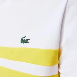 Lacoste Knit Crew - Striped - White And Yellow - TH9682 51 4GHA