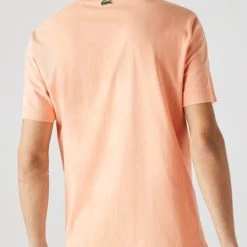 Lacoste T-Shirt - Script - Coral - TH0458 51 HEB 6 Lacoste T-Shirt - Script - Coral - TH0458 51 HEB