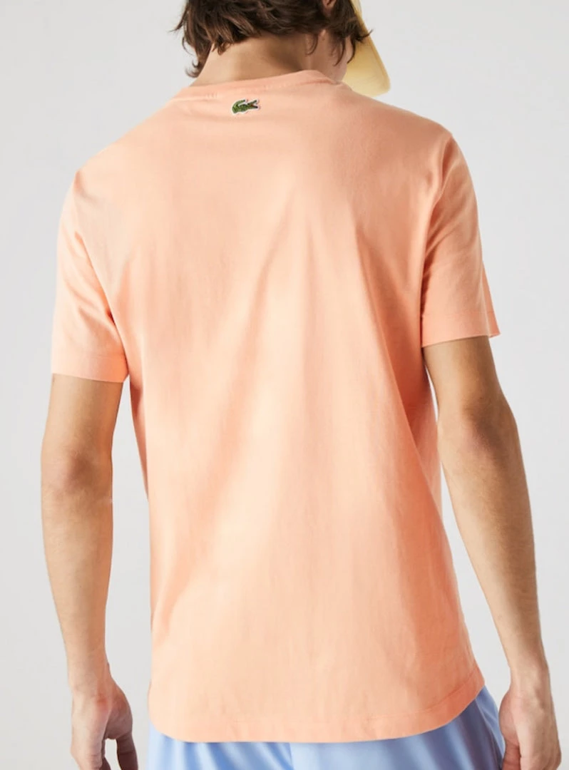 Lacoste T-Shirt - Script - Coral - TH0458 51 HEB 3 Lacoste T-Shirt - Script - Coral - TH0458 51 HEB