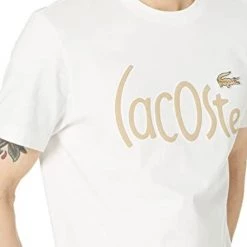 Shop All Lacoste T-Shirt - Warped Text - White - TH0049 51 001 8 Shop All Lacoste T-Shirt - Warped Text - White - TH0049 51 001