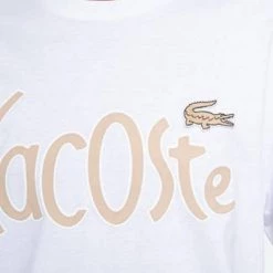 Shop All Lacoste T-Shirt - Warped Text - White - TH0049 51 001