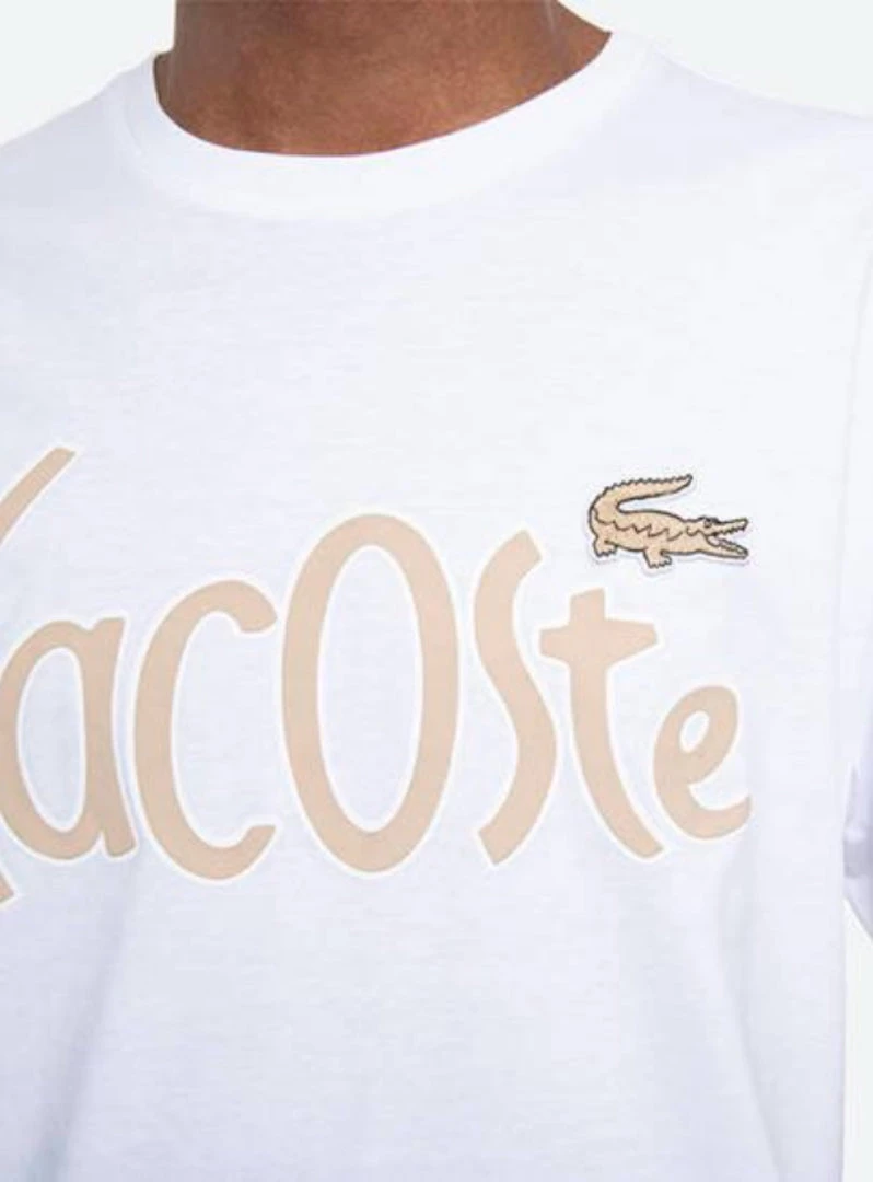 Shop All Lacoste T-Shirt - Warped Text - White - TH0049 51 001 2 Shop All Lacoste T-Shirt - Warped Text - White - TH0049 51 001