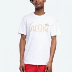 Shop All Lacoste T-Shirt - Warped Text - White - TH0049 51 001