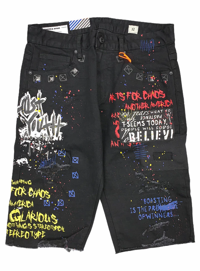 Shop All Smoke Rise Shorts - Lost Youth - Black - STS21272 1 Shop All Smoke Rise Shorts - Lost Youth - Black - STS21272