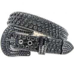 DNA Belt - Stones - Black Leather With Black Stones