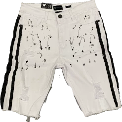 Waimea Jean Shorts -White/Black Stripe - M7166T Shop All