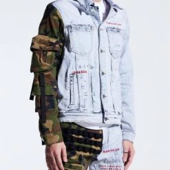 Embellish Denim Jacket - Ander - Split Camo Blue - EMBDECQS20-200 Shop All
