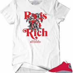 Rich & Rugged T-Shirt - Rags To Rich - White And Red - RRRTR-WHI