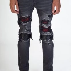 KDNK Jeans - Red Stones - Black - KND4332