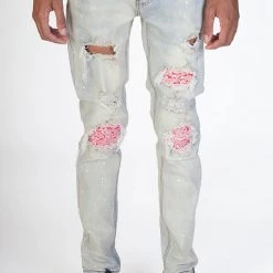 KDNK Jeans - Pintucked Patch - Tinted Light Blue - KND4309