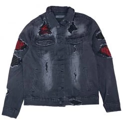 Shop All KDNK Denim Jacket - Rhinestone - Black - KNO5050