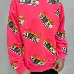 BUYER’S CHOICE Buyer's Choice Sweater - Burning Money - Neon Pink - SW-21550 Shop All