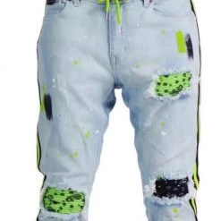 Focus Jeans - Bandana Patches And Stripes - Light Wash With Lime - 3185 Shop All 5 Focus Jeans - Bandana Patches And Stripes - Light Wash With Lime - 3185 Shop All
