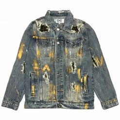 DNA Denim Jacket - Stones And Paint - Blue With Gold And Black