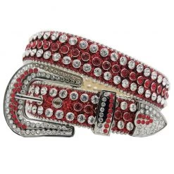DNA Belt - Shiny Stones - Red With Red/Silver