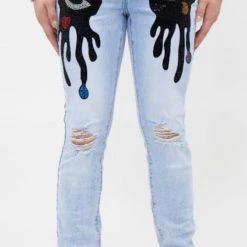 Roku Studio Jeans - Rhinestone Dripping Eyes - Light Wash - RK4480393-LTW Shop All