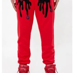 Shop All Roku Studio Pants - Rhinestone Tear Dripping - Red - RK4480391