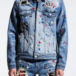 Embellish Denim Jacket - Rebel - Blue Patchwork - EMBSP121-204 Shop All