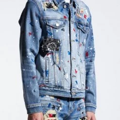 Embellish Denim Jacket - Rebel - Blue Patchwork - EMBSP121-204 Shop All