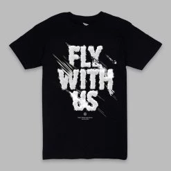 Paper Plane T-Shirt - Fly With Us - Black - 20008 Shop All