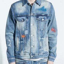 Embellish Jacket - Hamlin Denim Jacket - Light Indigo - EMBSP120-201