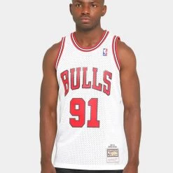 Shop All Mitchell & Ness Jersey - Bulls 91 Rodman - White And Red - SMJYAC18079