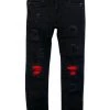 Ops Kids Jeans - Biker - Jet Black And Red - OPS2001K