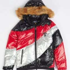 BKYS Puffer Jacket - Color Block - Black And Red - J375 Shop All